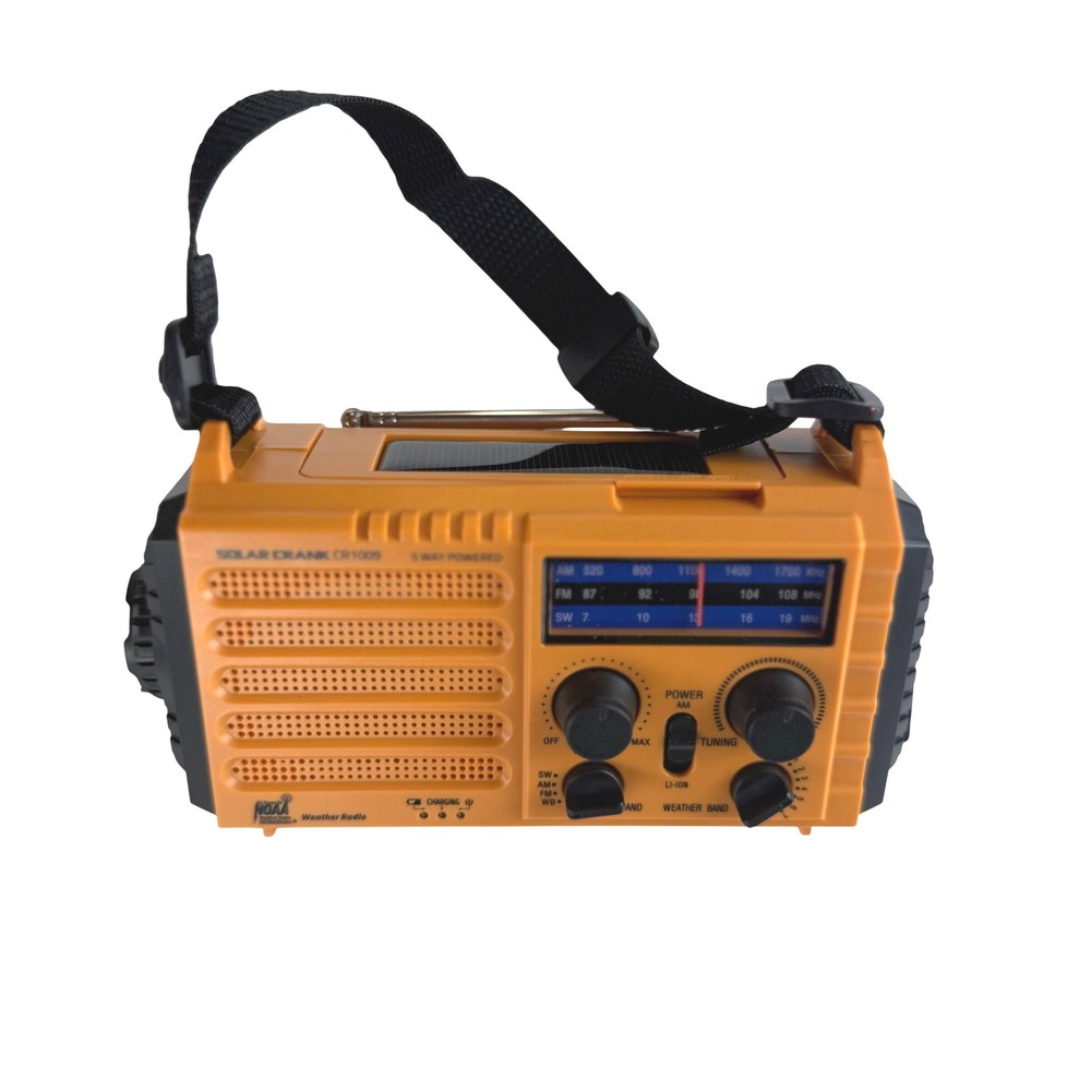 Solar Crank CR1009 Emergency Weather Radio NOAA AM FM Flashlight Orange